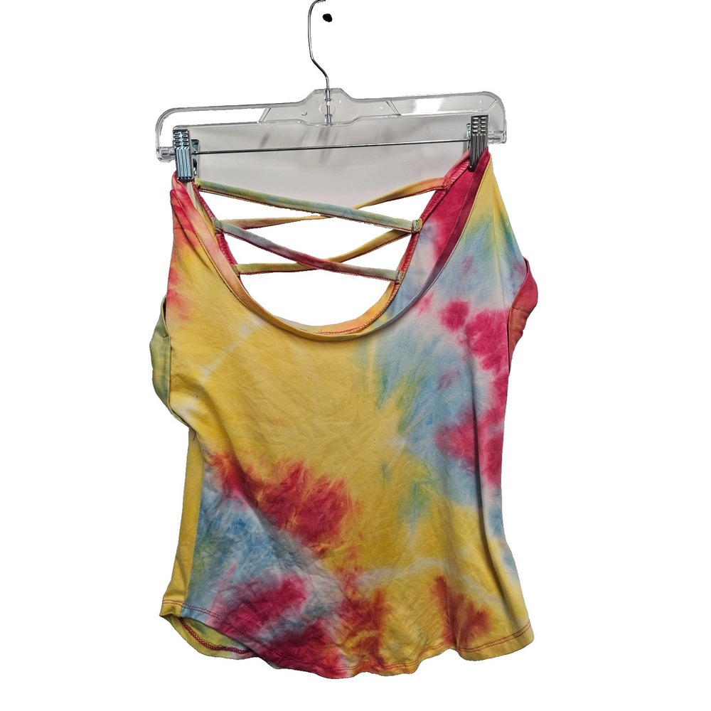 No Boundaries No Bo girls tie dye top‎ with criss cross back XS (1) short sleeve